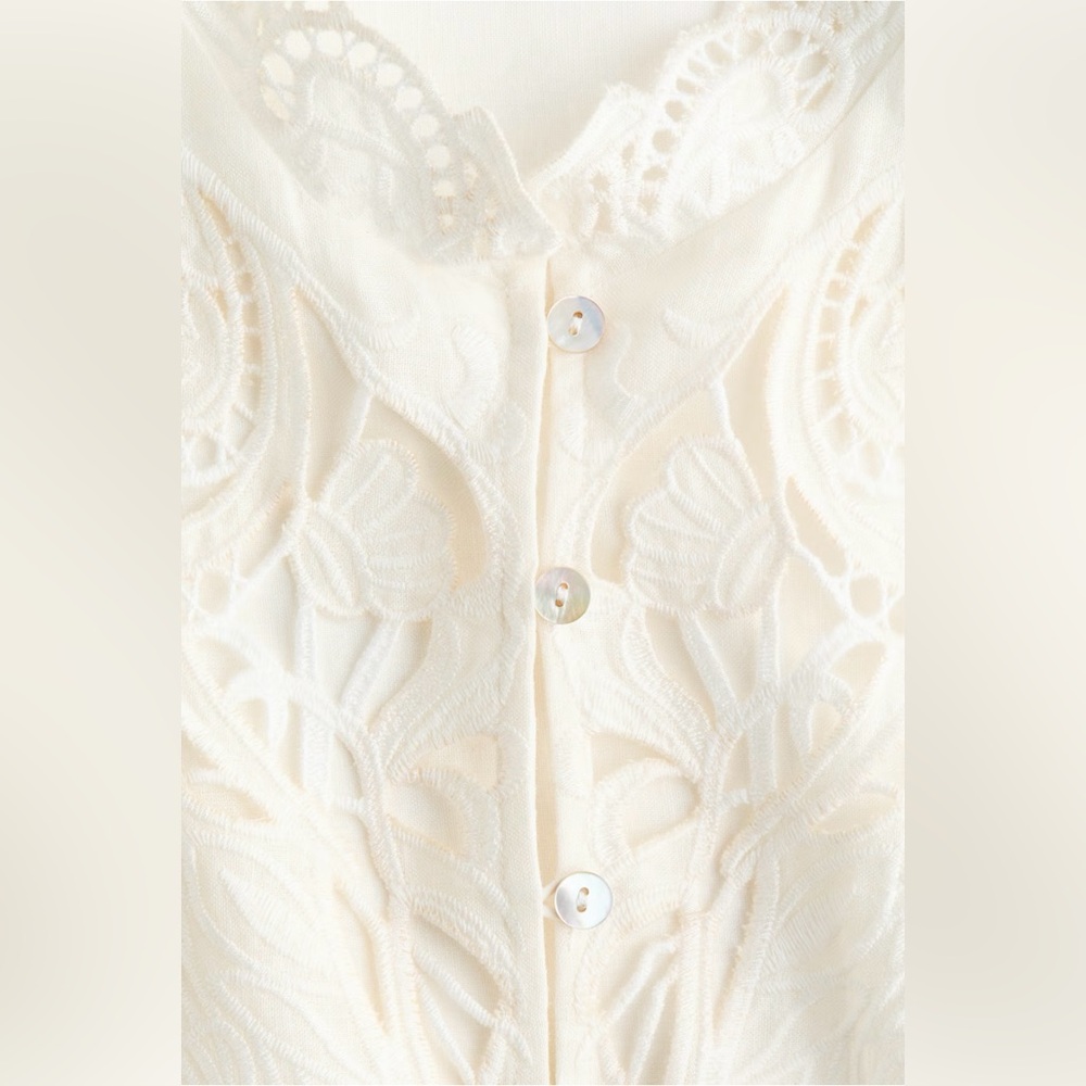H&M LINEN-BLEND BLOUSE WITH EYELET EMBROIDERY - Picture 11 of 11
